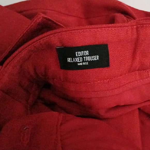 High-Rise Wide Leg Pants with Belt - Red - Picture 5 of 5